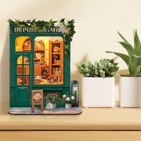مجموعة زوايا الكتب DIY، ديكور رف كتب مصغر مع أضواء LED، مجموعة حرف خشبية مقطوعة بالليزر للبالغين، هدية إبداعية لعيد الميلاد، عيد الميلاد، غرفة زهور الدفيئة in Kuwait