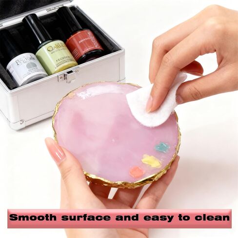 Resin Nail Art Palette, Nail Polish Palette Nail Painting Mixed Color Palette Display Board Pallet for Nail Art (Pink) in Saudi Arabia