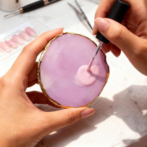 Resin Nail Art Palette, Nail Polish Palette Nail Painting Mixed Color Palette Display Board Pallet for Nail Art (Pink) in Saudi Arabia