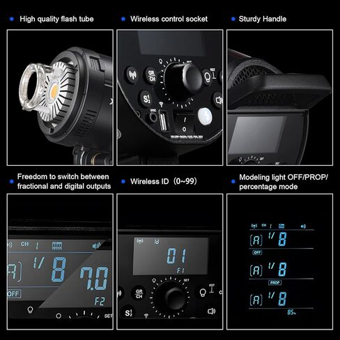 Godox DP800III-V ضوء فلاش استوديو مطور بقوة 800 واط GN126 5600±200K إضاءة ستروب مدمجة 2.4 جيجا هرتز نظام X اللاسلكي بوينز ماونت للتصوير الفوتوغرافي لأزياء الزفاف والتصوير الفوتوغرافي... in Kuwait