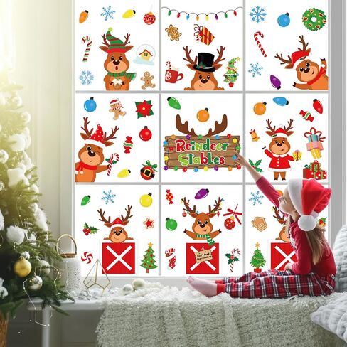 Whaline 9 Sheet St. Patrick's Day Window Clings Green Gnome Shamrock Lucky Clover Pattern Window Decals Watercolor Gnomes Double-Sided Window PVC Stickers for Irish Holiday Party Decoration Supplies in Saudi Arabia