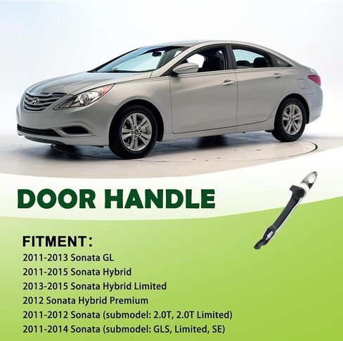 مقبض الباب الخارجي الأمامي/الخلفي الأيسر والأيمن باللون الأسود متوافق مع 2011-2015 Hyundai Sonata يستبدل 82651-3S000 82652-3S000 82652-3S020 83652-3S000 in Saudi Arabia