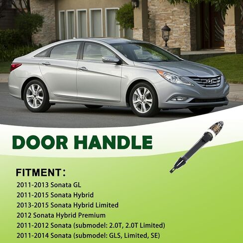 مقبض الباب الخارجي الأمامي/الخلفي الأيسر والأيمن باللون الأسود متوافق مع 2011-2015 Hyundai Sonata يستبدل 82651-3S000 82652-3S000 82652-3S020 83652-3S000 in Saudi Arabia