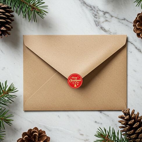 BEISHIDA 200PCS Merry Christmas Gift Stickers, Envelope Seal Round Stickers, 8 Styles Red&White Christmas Tree Snowman Elk Envelope Label Self Adhesive Sealer for Crafts, Cards, Gift Wrapping-1 inch in Saudi Arabia