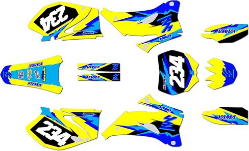Graphics Kit for Yamaha YZ250F & YZ450F (2006-2009) Vintage Series Blue-Shift 9 Mil - Easy Go - Dirt Pit Bike Motorcycle Sticker, Dirtbike Racing Decal Motocross Accessories no-Plastics in Saudi Arabia