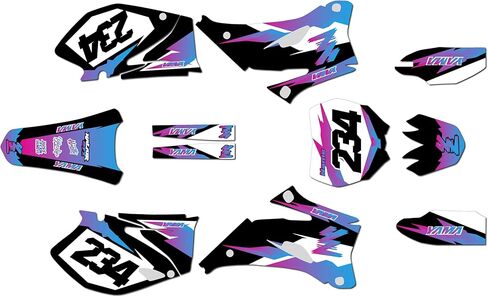 Graphics Kit for Yamaha YZ250F & YZ450F (2006-2009) Vintage Series Blue-Shift 9 Mil - Easy Go - Dirt Pit Bike Motorcycle Sticker, Dirtbike Racing Decal Motocross Accessories no-Plastics in Saudi Arabia