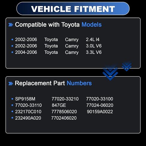 مضخة الوقود الكهربائية SP9158M NTTLTPYY متوافقة مع Toyota Camry 2002-2006 2.4L l4 3.0L V6، Camry 2004-2006 3.3L V6، وحدة مضخة الوقود استبدال # 77020-33210، 77020-33100، 77020-33110 مجموعة مضخة الوقود in Kuwait