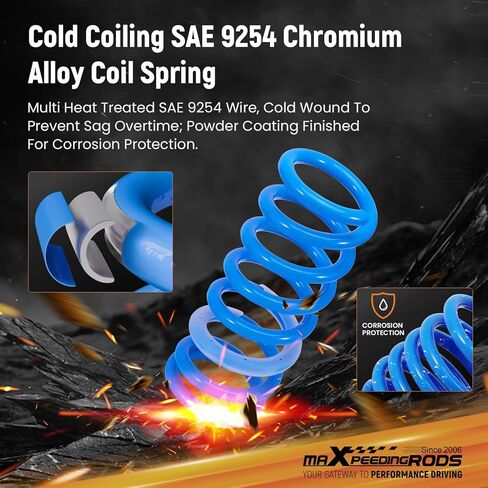 maXpeedingrods Lowering Springs for Ford Mustang Coupe 1979-2004, SAE 9254 High Tensile 1.75" Lowering Coil Springs, Blue in Kuwait