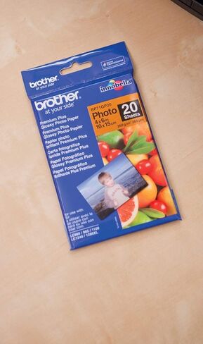 ورق صور Brother BP71GP20، 6 بوصة × 4 بوصة، بريميوم بلس لامع، 15 سم (عرض) × 10 سم (طول)، 20 ورقة، مستلزمات Brother الأصلية، أبيض in Saudi Arabia