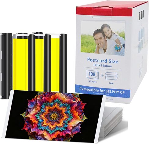 متوافق مع ورق الصور اللامع Canon Selphy CP1500/CP1300/CP1300-4x6 بوصة، 108 ورقة و3 أحبار، مقاوم للماء، مقاوم لبصمات الأصابع in Saudi Arabia
