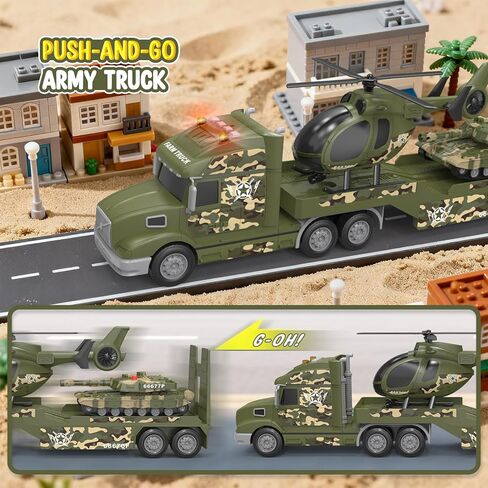 Toddler Toys for 3 4 5 6 Year Old Boys - 27" Large Semi Construction Carrier Truck Toy with Excavator and Dump Truck, 3-in-1 Friction Powered Transport Vehicle with Lights Sounds, Gifts for Boys in Saudi Arabia