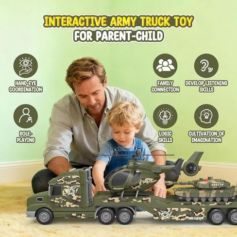 Toddler Toys for 3 4 5 6 Year Old Boys - 27" Large Semi Construction Carrier Truck Toy with Excavator and Dump Truck, 3-in-1 Friction Powered Transport Vehicle with Lights Sounds, Gifts for Boys in Saudi Arabia