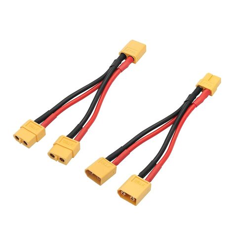 قطعتان من كابل موصل البطارية المتوازي XT60 القصير، كابل محول 14AWG 1 ذكر إلى 2 أنثى Y، 10 سم/3.93 بوصة لطائرة RC Multicopter Quadcopter in Kuwait