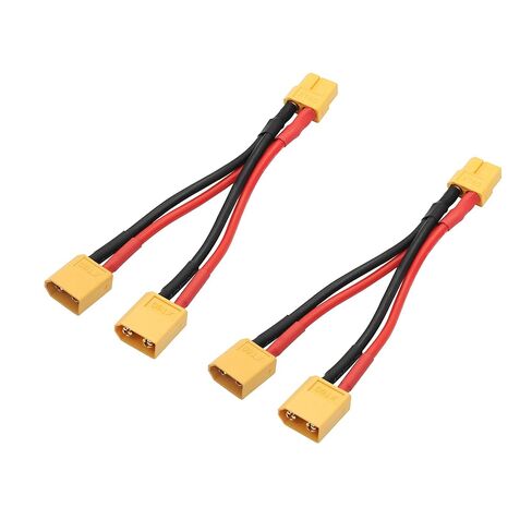 قطعتان من كابل موصل البطارية المتوازي XT60 القصير، كابل محول 14AWG 1 ذكر إلى 2 أنثى Y، 10 سم/3.93 بوصة لطائرة RC Multicopter Quadcopter in Kuwait