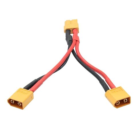 قطعتان من كابل موصل البطارية المتوازي XT60 القصير، كابل محول 14AWG 1 ذكر إلى 2 أنثى Y، 10 سم/3.93 بوصة لطائرة RC Multicopter Quadcopter in Kuwait