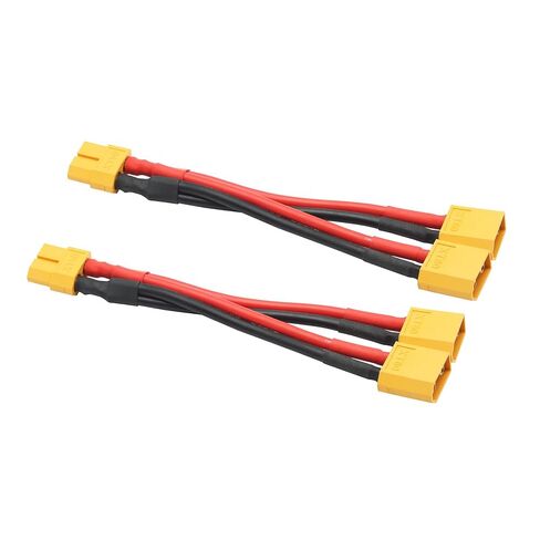 قطعتان من كابل موصل البطارية المتوازي XT60 القصير، كابل محول 14AWG 1 ذكر إلى 2 أنثى Y، 10 سم/3.93 بوصة لطائرة RC Multicopter Quadcopter in Kuwait