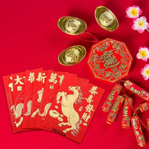 Outus 60 Pcs Chinese Red Envelopes Year of Hong Bao Red Packets Chinese Year Lucky Money Packets for Spring Festival 3.2 x 4.5 Inch (Horse Style) in Saudi Arabia