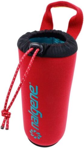 غطاء زجاجة Nalgene - غطاء زجاجة مياه من النيوبرين - يمنع التكثيف، يعزل غطاء حامل زجاجة المشروبات - مصمم لزجاجة 24 أونصة - برعم أحمر in Saudi Arabia