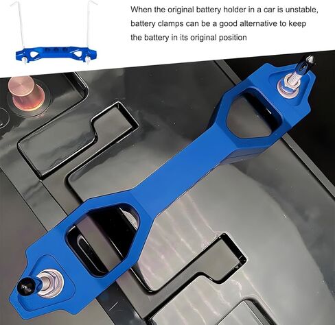 مجموعة تثبيت البطارية، طقم حامل بطارية من الألومنيوم مع 2 براغي J و4 صواميل و4 فواصل، قفل دعامة تثبيت للبطارية العالمية لسيارات السيدان وسيارات الدفع الرباعي وسيارات RVs وإكسسوارات السيارة (أحمر) in Kuwait