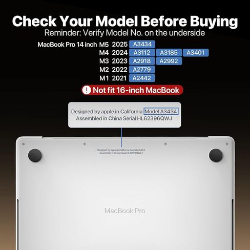 حافظة DuraGuard لجهاز MacBook Pro مقاس 14 بوصة | M5 M4 M3 M2 M1 برو/ماكس 2025-2021 | إيدج فورتيفاي تك | ترقية مكافحة الكراك | غطاء الكمبيوتر المحمول الواقي ذو الغلاف الصلب | الفضاء الأسود واضح in Saudi Arabia