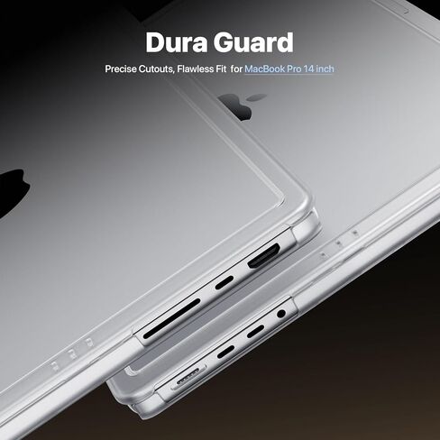 حافظة DuraGuard لجهاز MacBook Pro مقاس 14 بوصة | M5 M4 M3 M2 M1 برو/ماكس 2025-2021 | إيدج فورتيفاي تك | ترقية مكافحة الكراك | غطاء الكمبيوتر المحمول الواقي ذو الغلاف الصلب | الفضاء الأسود واضح in Saudi Arabia