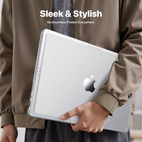 حافظة DuraGuard لجهاز MacBook Pro مقاس 14 بوصة | M5 M4 M3 M2 M1 برو/ماكس 2025-2021 | إيدج فورتيفاي تك | ترقية مكافحة الكراك | غطاء الكمبيوتر المحمول الواقي ذو الغلاف الصلب | الفضاء الأسود واضح in Saudi Arabia