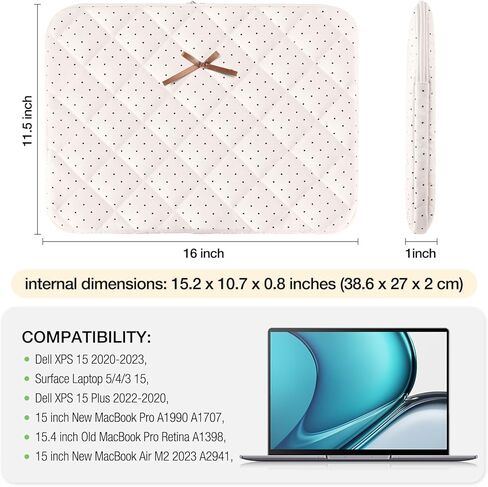 حقيبة كمبيوتر محمول بفيونكة لطيفة مقاس 14 بوصة لجهاز MacBook مقاس 14 بوصة، وغطاء كمبيوتر محمول مبطن منتفخ لجهاز MacBook مقاس 14 بوصة، وHp، وDell، وLenovo، وAcer، وChromebook in Kuwait