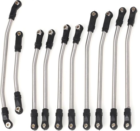 LCX 1/10th RC Car Stainless Steel Complete Suspension Link Set 313mm Wheelbase for Axial SCX10 II, Upgrades Parts Accessories (Black) in Saudi Arabia