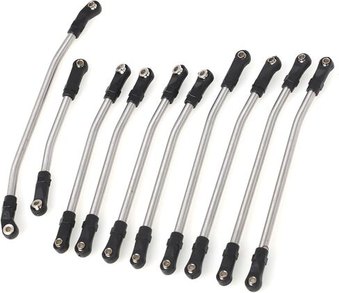 LCX 1/10th RC Car Stainless Steel Complete Suspension Link Set 313mm Wheelbase for Axial SCX10 II, Upgrades Parts Accessories (Black) in Saudi Arabia