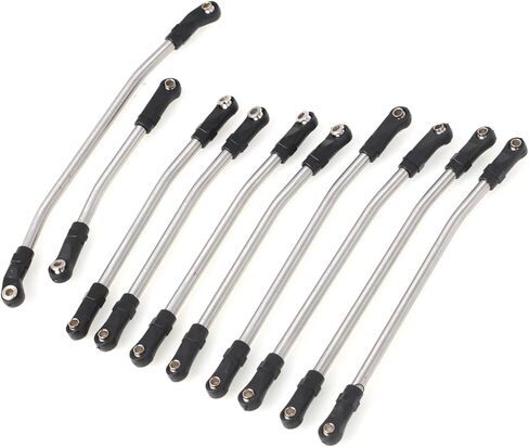 LCX 1/10th RC Car Stainless Steel Complete Suspension Link Set 313mm Wheelbase for Axial SCX10 II, Upgrades Parts Accessories (Black) in Saudi Arabia