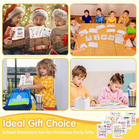 Crtiin 48 Pcs Include 24 Bible Verse Notepad 24 Pencils Kids Christmas Christian Church Gifts Students Classroom Award Religious Notebook Bible Pencils Prayer Pocket School(Classic Style,White) in Kuwait