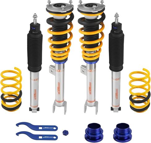 maxpeedingrods Coilover لطراز Tesla 3 2017-2025 RWD، 24 مستوى من مجموعات تعليق Coilovers القابلة للتعديل، ممتص صدمات قابل للتعديل للارتفاع، مجموعات خفض مطورة لراحة الشارع C2 ذهبي in Saudi Arabia