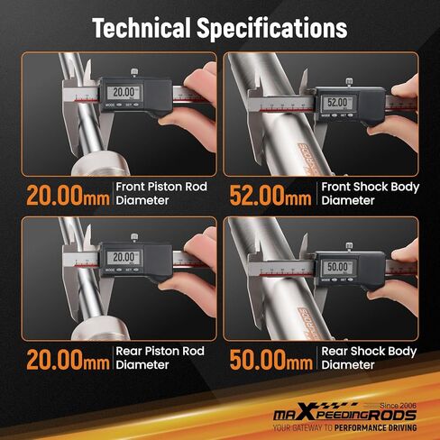 maxpeedingrods Coilover لطراز Tesla 3 2017-2025 RWD، 24 مستوى من مجموعات تعليق Coilovers القابلة للتعديل، ممتص صدمات قابل للتعديل للارتفاع، مجموعات خفض مطورة لراحة الشارع C2 ذهبي in Saudi Arabia