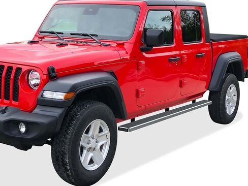 لوحات الجري APS (خطوات Nerf Bars) المتوافقة مع Jeep Gladiator 2020-2024 Crew Cab (نمط لوحة الجري المطلية بمسحوق أسود) in Kuwait