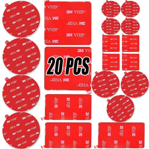 3M Double Sided Adhesive Pads,Car Mount Sticky Pad Replacement. 3M Sticky Dash Cam Mounting Tape.Heavy Duty Tape Sticker for Dashboard &Daily Use.Waterproof,Heat-resistant.Squares&Round,8 PCS in Kuwait