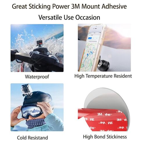 3M Double Sided Adhesive Pads,Car Mount Sticky Pad Replacement. 3M Sticky Dash Cam Mounting Tape.Heavy Duty Tape Sticker for Dashboard &Daily Use.Waterproof,Heat-resistant.Squares&Round,8 PCS in Kuwait