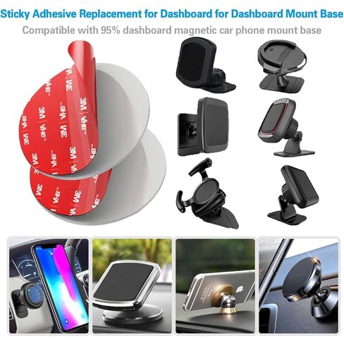 3M Double Sided Adhesive Pads,Car Mount Sticky Pad Replacement. 3M Sticky Dash Cam Mounting Tape.Heavy Duty Tape Sticker for Dashboard &Daily Use.Waterproof,Heat-resistant.Squares&Round,8 PCS in Kuwait
