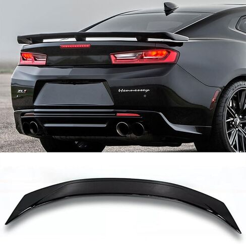 لـ 2016-2024 Chevy Camaro Rear Trunk Wing Spoiler، Camaro SS Accessories Rear Spoiler متوافق مع موديلات Camaro SS RS LT ZL 1LE ZL1 (أسود لامع) in Kuwait