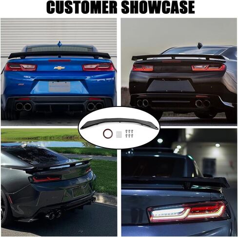 لـ 2016-2024 Chevy Camaro Rear Trunk Wing Spoiler، Camaro SS Accessories Rear Spoiler متوافق مع موديلات Camaro SS RS LT ZL 1LE ZL1 (أسود لامع) in Kuwait