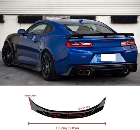 لـ 2016-2024 Chevy Camaro Rear Trunk Wing Spoiler، Camaro SS Accessories Rear Spoiler متوافق مع موديلات Camaro SS RS LT ZL 1LE ZL1 (أسود لامع) in Kuwait