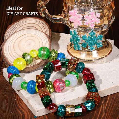 FANDAMEI Glitter, 48 Color Chunky Glitter & Fine Glitter for Crafts, Bulk Rainbow Craft Glitter for Resin Nail Art, Holographic Sparkles for Festival Makeup, Iridescent Flakes for Kids & Adults in Saudi Arabia