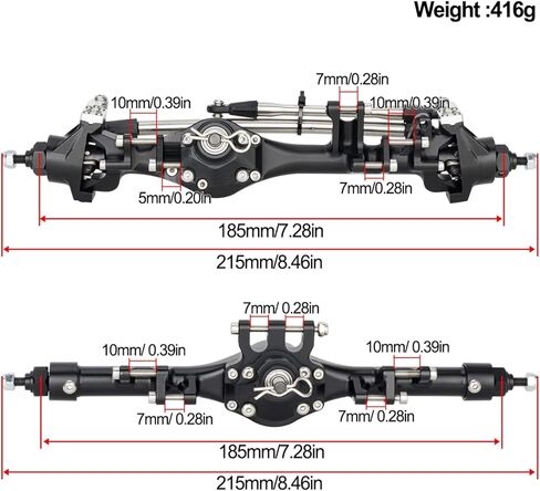 F10T Offset Straight Axle,CNC Machined Aluminum Front Rear Axle Set for VS4-10 SCX10 II Leaf Chassis 1/10 Scale RC Crawler Built (Silver) in Kuwait