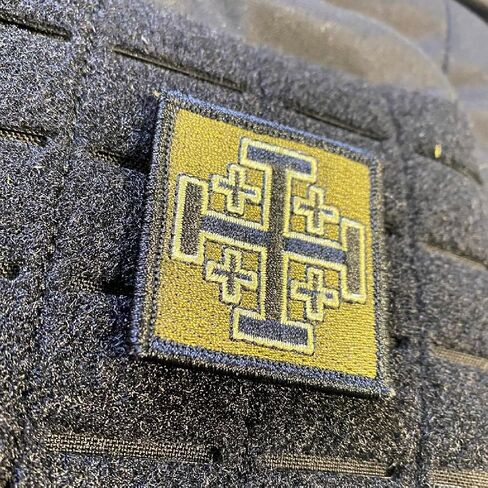 Jerusalem Cross - 2" x 2" Tactical Morale Patch - Olive Drab in Saudi Arabia