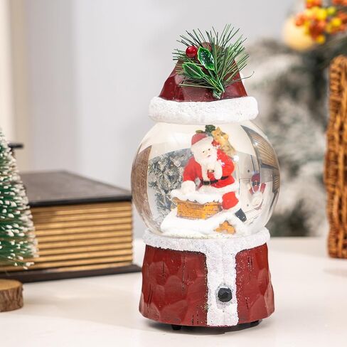 DUSVALLY Snow Globe Gift Santa & Tree Scene, Crystal Musical Glitter Ball for Christmas & New Year, 100mm Glass Water Globe Wind-up Decoration for Home & Office in Kuwait