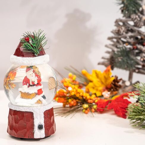 DUSVALLY Snow Globe Gift Santa & Tree Scene, Crystal Musical Glitter Ball for Christmas & New Year, 100mm Glass Water Globe Wind-up Decoration for Home & Office in Kuwait