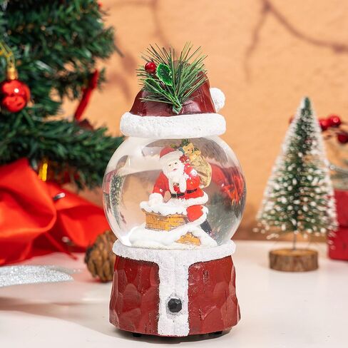 DUSVALLY Snow Globe Gift Santa & Tree Scene, Crystal Musical Glitter Ball for Christmas & New Year, 100mm Glass Water Globe Wind-up Decoration for Home & Office in Kuwait