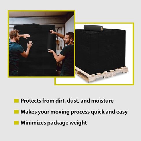 فيلم/غلاف مطاطي يدوي مقاس 18 بوصة من EIT مقاس 18 بوصة × 1500 قدم 7 طبقات 80 مقياس قوة صناعية تصل إلى 800% امتداد 20 ميكرون فيلم انكماش شديد التحمل (أسود، عرض 18 بوصة × 1500 قدم × 80 مقياس × 1 لفة) in Kuwait