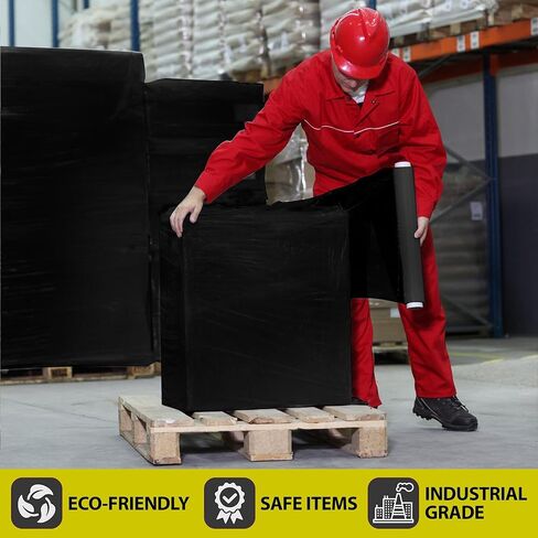 فيلم/غلاف مطاطي يدوي مقاس 18 بوصة من EIT مقاس 18 بوصة × 1500 قدم 7 طبقات 80 مقياس قوة صناعية تصل إلى 800% امتداد 20 ميكرون فيلم انكماش شديد التحمل (أسود، عرض 18 بوصة × 1500 قدم × 80 مقياس × 1 لفة) in Kuwait