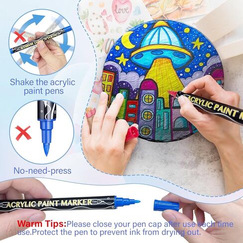 LET'S RESIN 12 Colors Acrylic Paint Markers, 3 Tips Multi-Purpose & High-Capacity Acrylic Paint Pens, Perfect Resin Supplies for Resin Crafts, Rock, Stone, Canvas, Glass, DIY Making Art Supplies in Saudi Arabia
