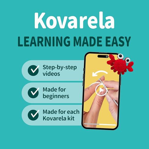 مجموعة أدوات الكروشيه للمبتدئين من Kovarela مع خيوط كروشيه بسيطة - مع دروس فيديو خطوة بخطوة (Penguin) in Saudi Arabia